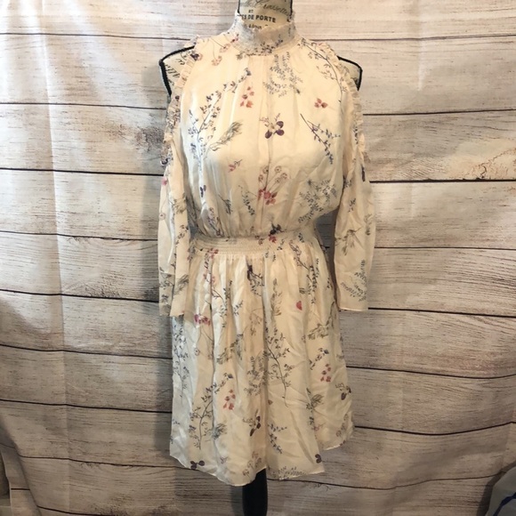 Rachel Zoe Meade Cold Shoulder Dress Silk Chiffon NWT Mini Ivory Size 2 - Picture 2 of 13